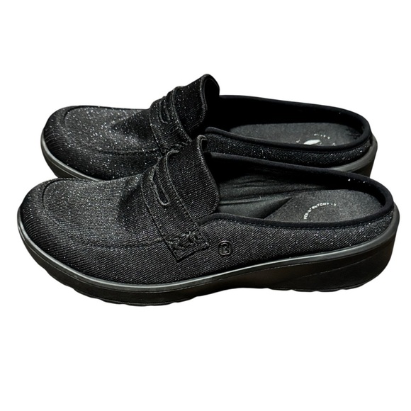 Bzees Mules Clogs Womens Black Glitter Slip On Shoes Size 9 Slides - Picture 3 of 7